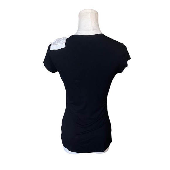 Ted Baker London Black Short Sleeve Bow Shirt Size S Feminine Dainty Preppy Twee - Picture 3 of 9